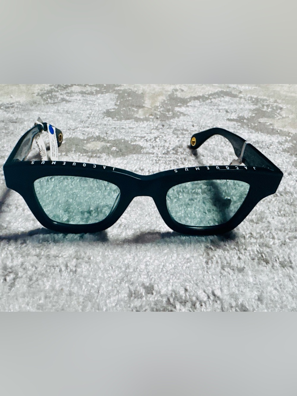 Jacquemus Green Sunglasses with Gold Logo and Accent